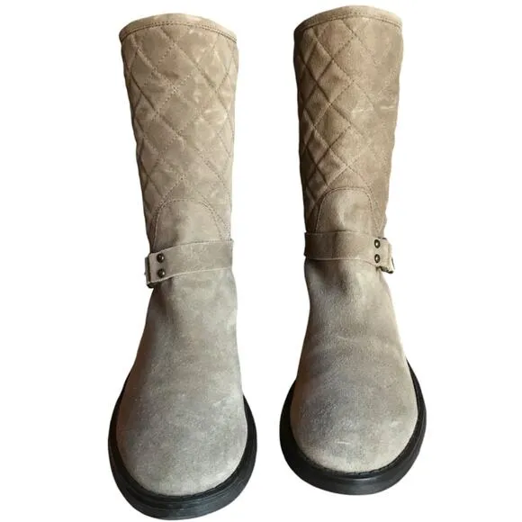 Aquatalia Quilted Suede Moto Style &quot;Weather Proof&quot; Boots size 9.5