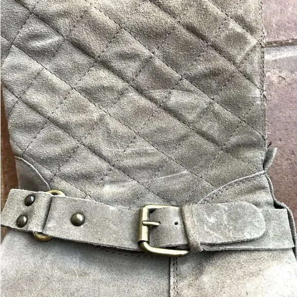 Aquatalia Quilted Suede Moto Style &quot;Weather Proof&quot; Boots size 9.5