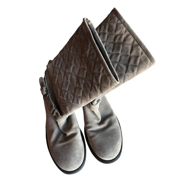 Aquatalia Quilted Suede Moto Style &quot;Weather Proof&quot; Boots size 9.5