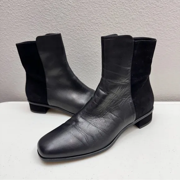Aquatalia Size 9 Lucia Black Ankle Boots Womens Leather Suede