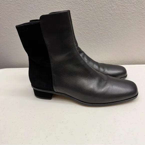 Aquatalia Size 9 Lucia Black Ankle Boots Womens Leather Suede