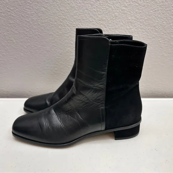 Aquatalia Size 9 Lucia Black Ankle Boots Womens Leather Suede
