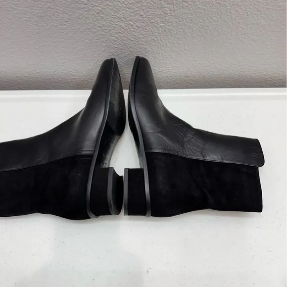 Aquatalia Size 9 Lucia Black Ankle Boots Womens Leather Suede