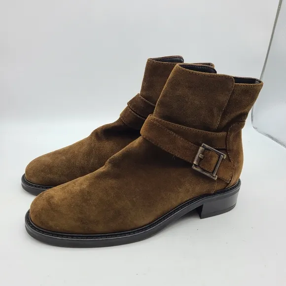 Aquatalia women boots ankle booties Brown suede sz 6.5 new