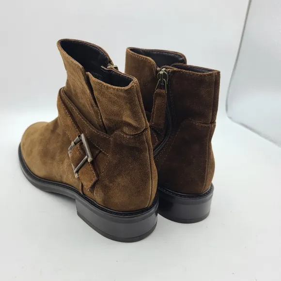 Aquatalia women boots ankle booties Brown suede sz 6.5 new