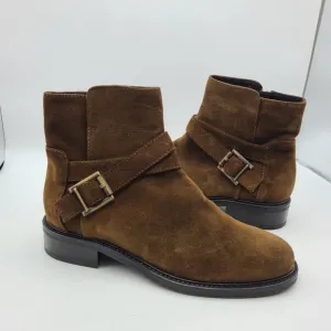 Aquatalia women boots ankle booties Brown suede sz 6.5 new