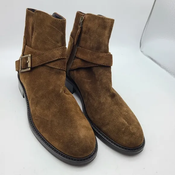Aquatalia women boots ankle booties Brown suede sz 6.5 new