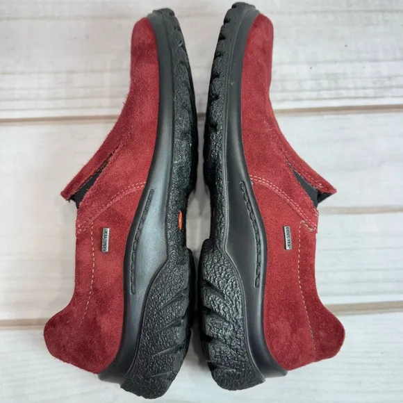 ara Burgundy Red Pat Gore-Tex Slip On Loafers Shoes Genuine Suede Leather