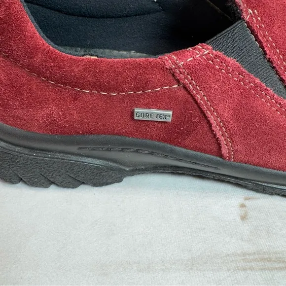 ara Burgundy Red Pat Gore-Tex Slip On Loafers Shoes Genuine Suede Leather
