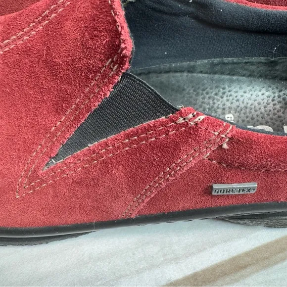 ara Burgundy Red Pat Gore-Tex Slip On Loafers Shoes Genuine Suede Leather