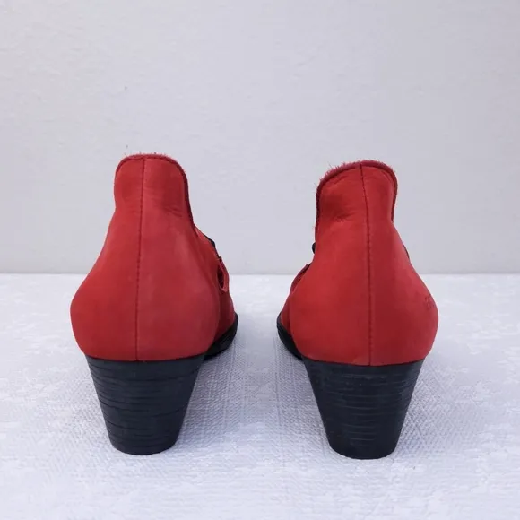 ARCHE Red Nubuck Mary Jane Pumps Criss-Cross Straps EU 38