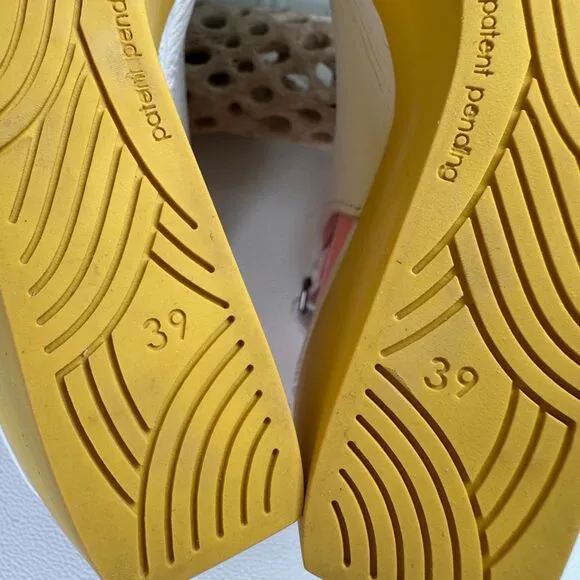 Arche EGZY CLOGS White and Yellow Leather Wedge Sandals Size 39 US Size 8