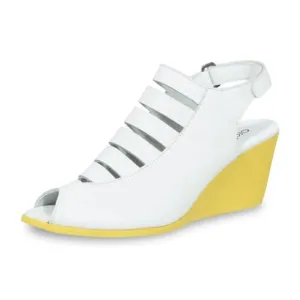 Arche EGZY CLOGS White and Yellow Leather Wedge Sandals Size 39 US Size 8