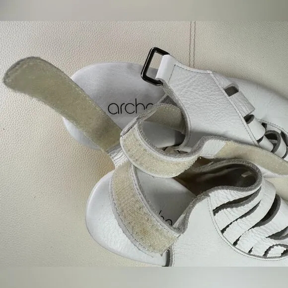 Arche EGZY CLOGS White and Yellow Leather Wedge Sandals Size 39 US Size 8