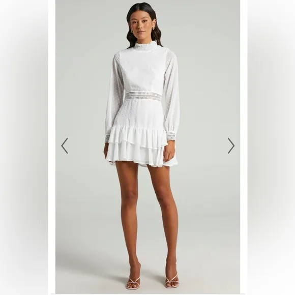 ARE YOU GONNA KISS ME LONG SLEEVE MINI DRESS IN WHITE
