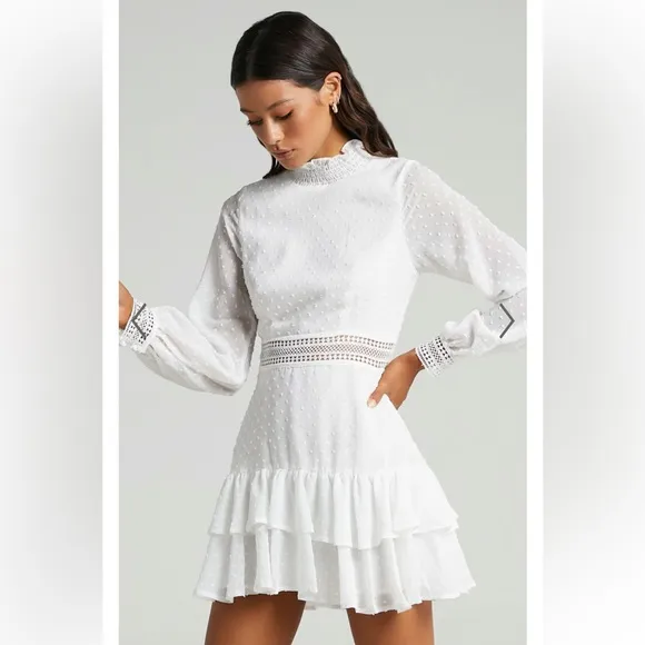 ARE YOU GONNA KISS ME LONG SLEEVE MINI DRESS IN WHITE