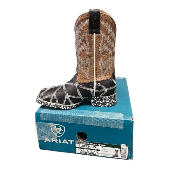 ARIAT KIDS BOOT IN PHANTON TYCOON Black And Brown And White Size 9.5