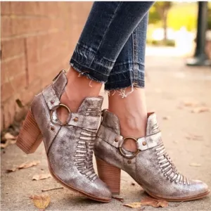 Ariat Unbridled Jaelle Western Leather Metallic Zipper Ankle Booties Boots
