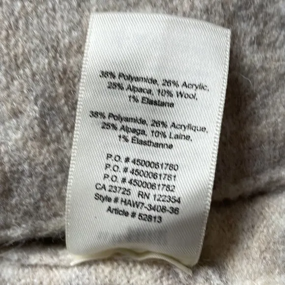 Aritzia Wilfred Free Aronson Open Front Alpaca Blend Beige Cardigan Size Small