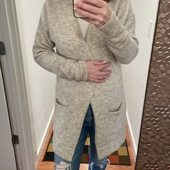 Aritzia Wilfred Free Aronson Open Front Alpaca Blend Beige Cardigan Size Small