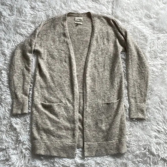 Aritzia Wilfred Free Aronson Open Front Alpaca Blend Beige Cardigan Size Small