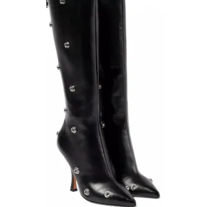 Arqa Womens Stiletto Knee High Boots Pointed Toe‎ Button Fall Slouchy Boots 9.5
