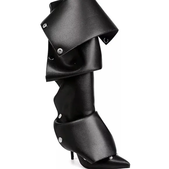 Arqa Womens Stiletto Knee High Boots Pointed Toe‎ Button Fall Slouchy Boots 9.5