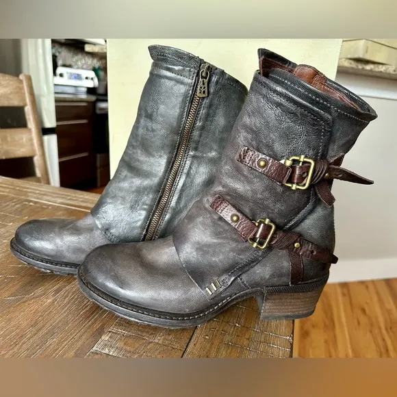 A.S.98 Chilly Leather Boots with Straps, Size 40