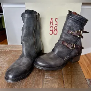 A.S.98 Chilly Leather Boots with Straps, Size 40