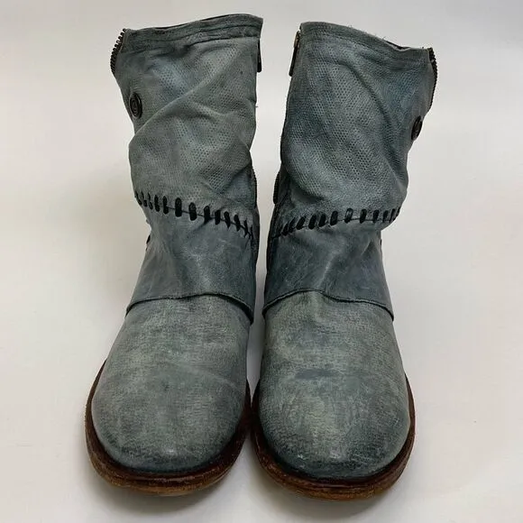 A.S.98 Tumbleweed Patchwork Leather Ankle Boots Teal Sundance Catalog 41 9.5 10