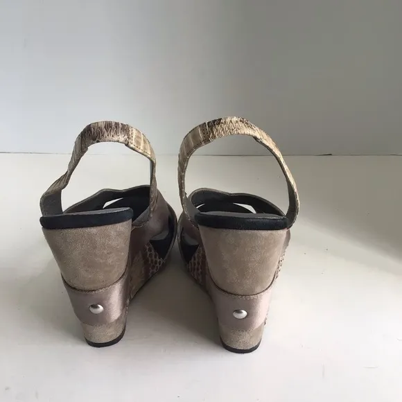 Ash Diane Python Embossed Leather/Suede Slingback Wedge Sandals. EU 38