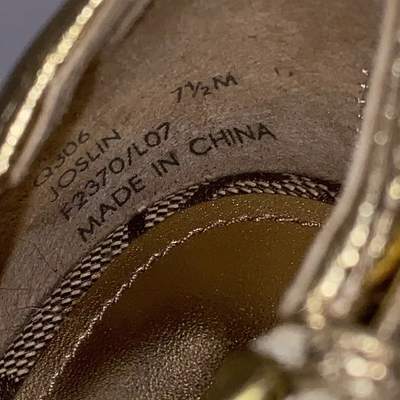 Authentic Coach Joslin Gold Metallic Strap Cork Wedge Heel Sandal ~Women 7 1/2 M