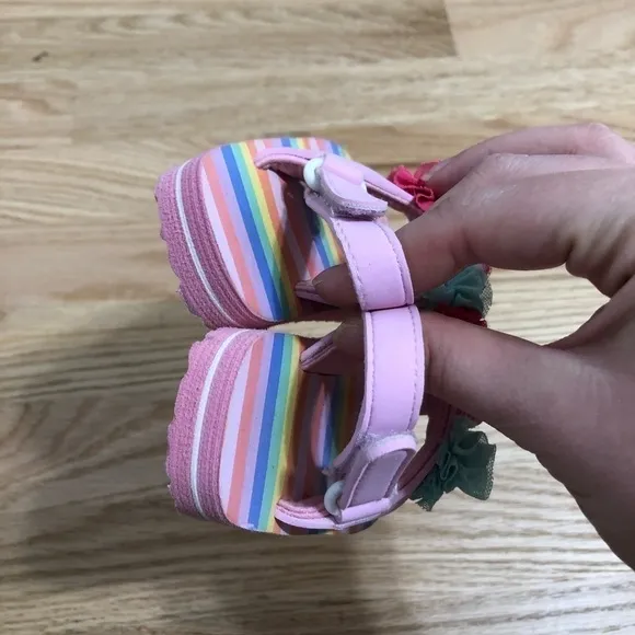 Baby Girls Floral Sandals Flip Flops Pink Blue 3