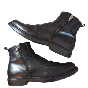 Bacco Bucci Men's Black Leather Ankle Boots Size 11