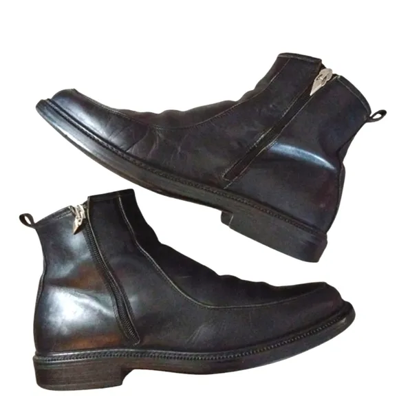 Bacco Bucci Men's Black Leather Ankle Boots Size 11