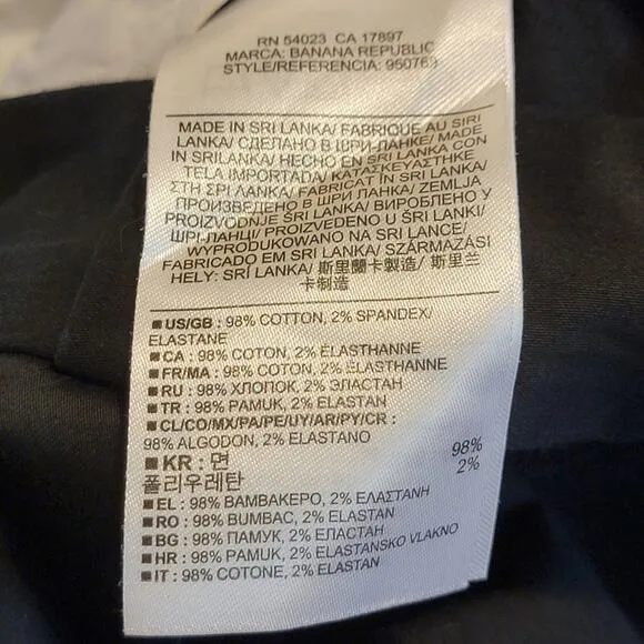 Banana Republic Mid Rise Cotton Blend Black Bermuda Short Size 12