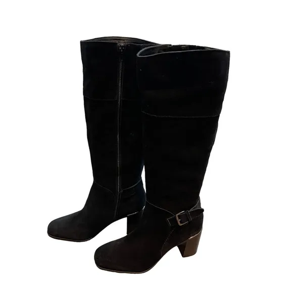 BANDOLINO Knee High Leather Riding Boots Black Waterproof Women's Size 7.5M