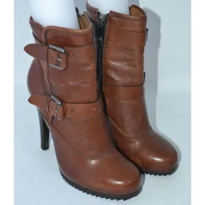 Barbara Bui Leather Ankle Moto Boots Size 37, Made‎ in Italy