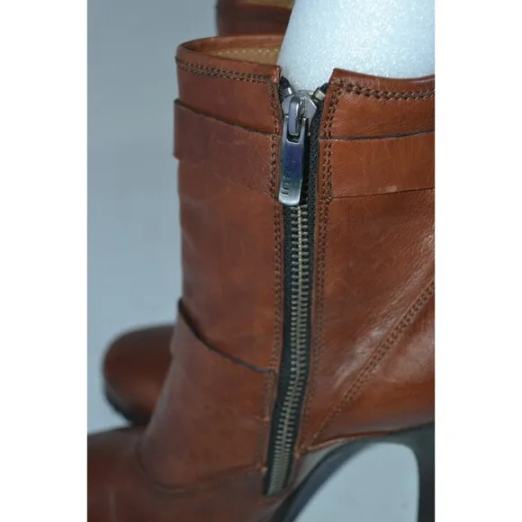 Barbara Bui Leather Ankle Moto Boots Size 37, Made‎ in Italy