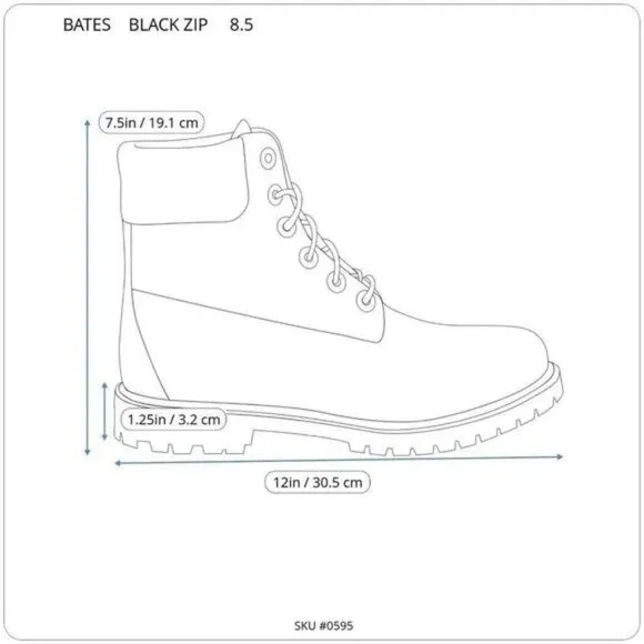 Bates Mens Black Tactical Boots Side Zipper Sz 8.5 Durable &amp; Comfortable E06688