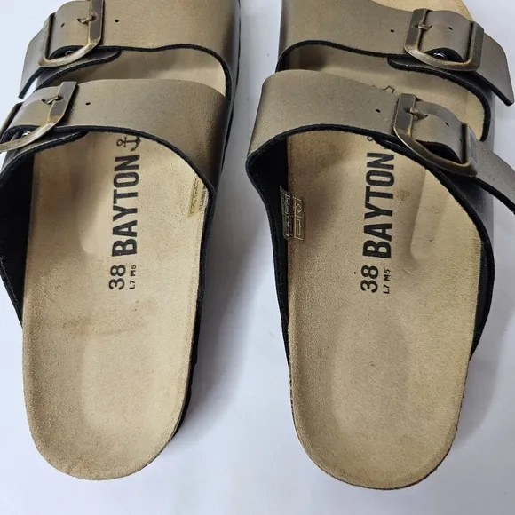 Bayton Klapki Atlas Metallic Bronze Sandal Slide Size 38