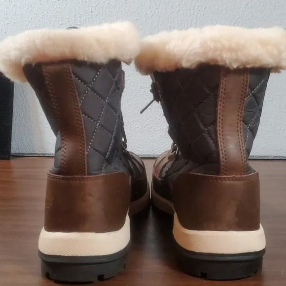 BEARPAW Bethany Chocolate/Green Waterproof‎ Cold Weather Winter Boots 8