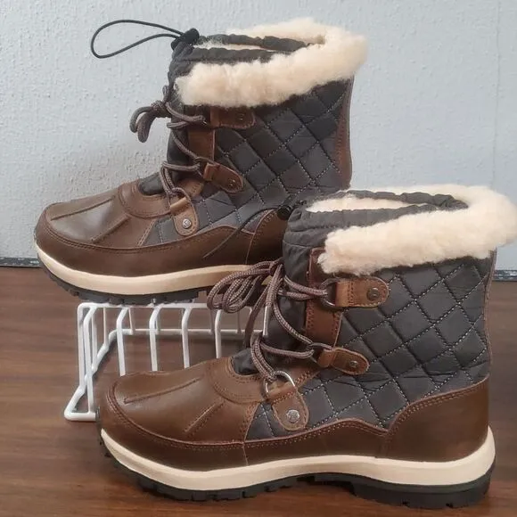 BEARPAW Bethany Chocolate/Green Waterproof‎ Cold Weather Winter Boots 8