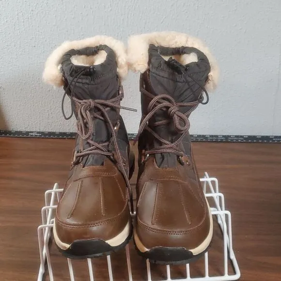 BEARPAW Bethany Chocolate/Green Waterproof‎ Cold Weather Winter Boots 8
