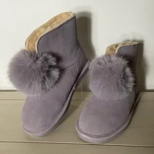 Bearpaw Women's Boots Suede Pom Pom Boot With Rain Repellent Liv Wisteria 9.5M