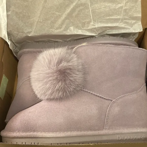 Bearpaw Women's Boots Suede Pom Pom Boot With Rain Repellent Liv Wisteria 9.5M