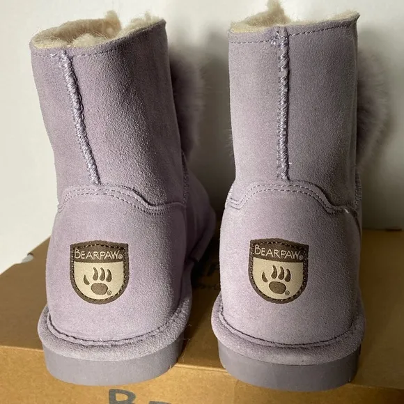 Bearpaw Women's Boots Suede Pom Pom Boot With Rain Repellent Liv Wisteria 9.5M