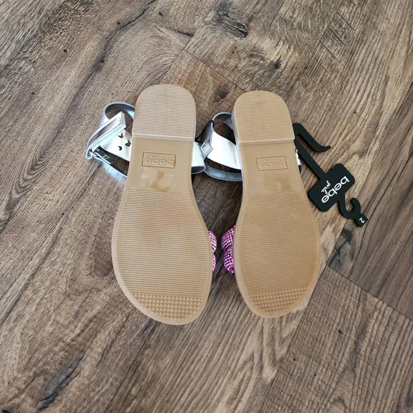 Bebe Girls Pink and Silver Sandals