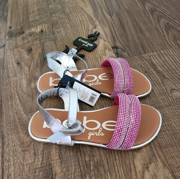 Bebe Girls Pink and Silver Sandals