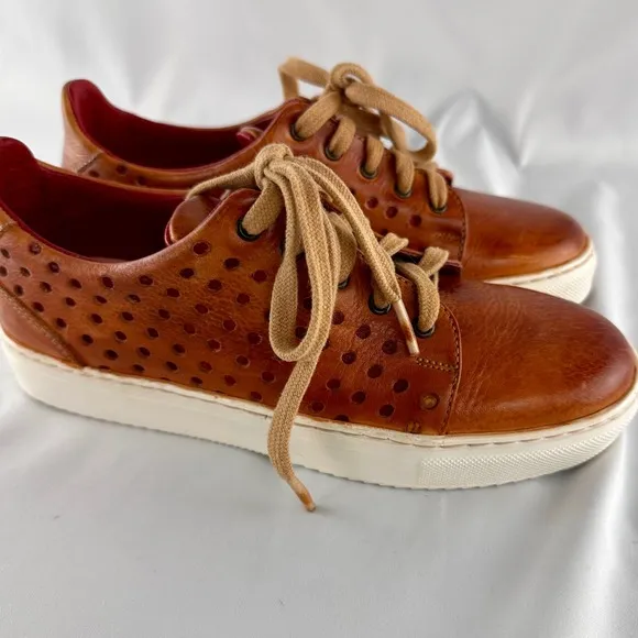Bed Stu Lyne Leather Perforated Sneakers Casual Shoes Brown Lace Up Women's 5